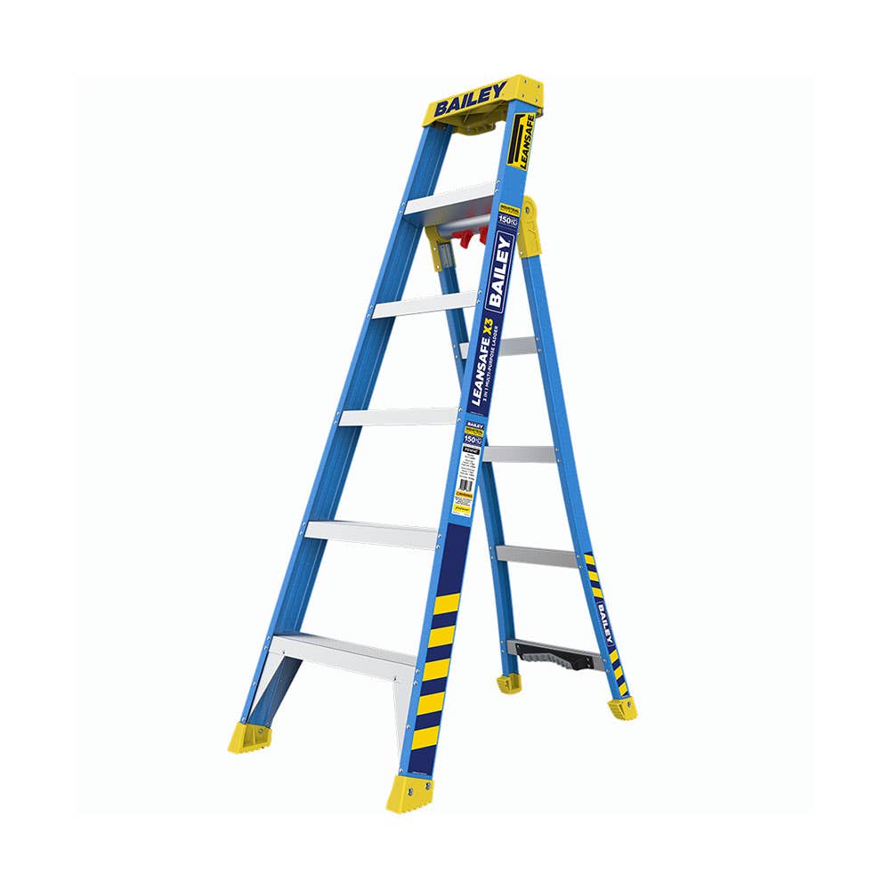 X3 Fibreglass Ladder 150kg 6 Step 1.8m 40047781 FS14147