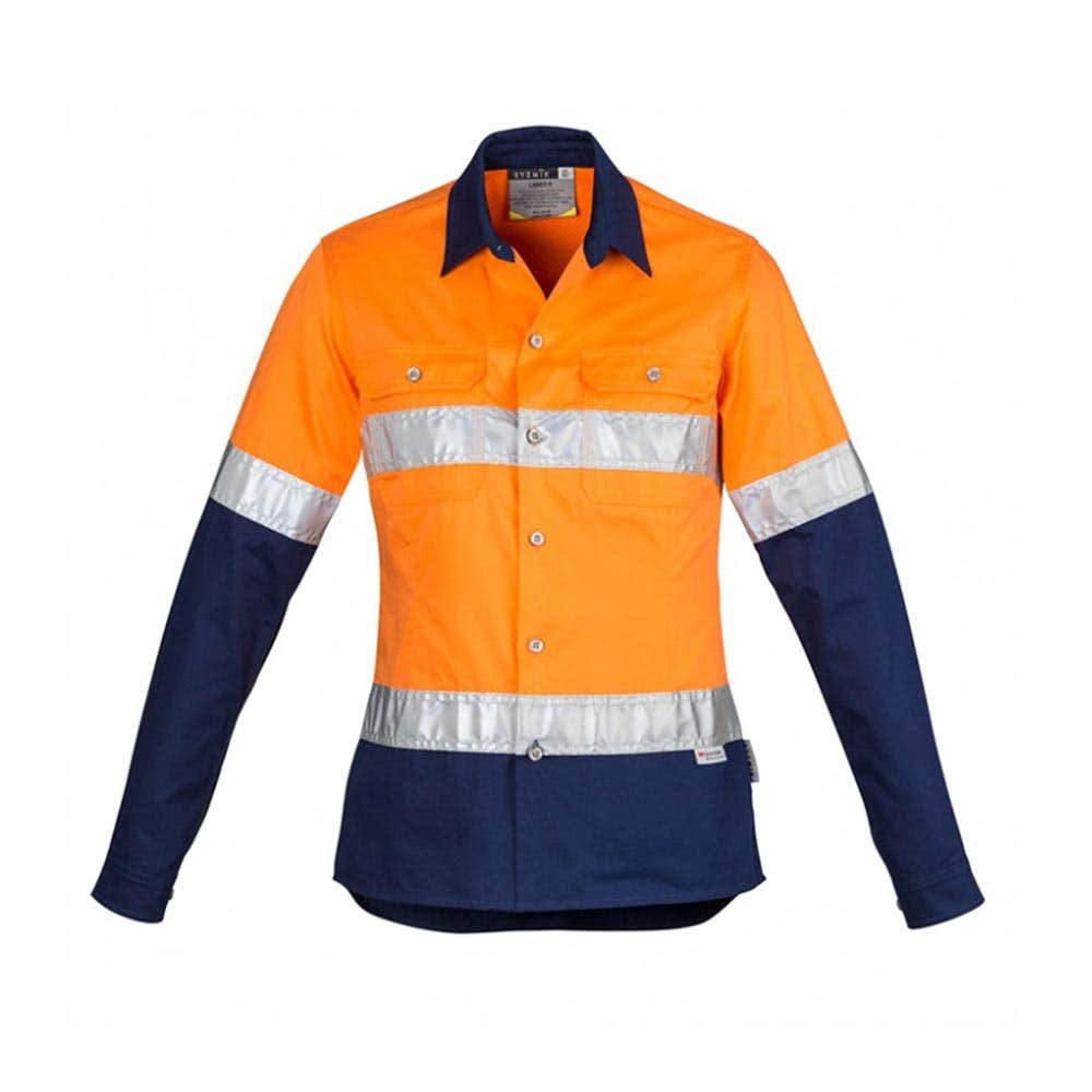 Shirt Womens Hi Vis Spliced Industrial Taped Orange/Navy 10 Syzmik Workwear 36019915 ZWL123-O/N-10