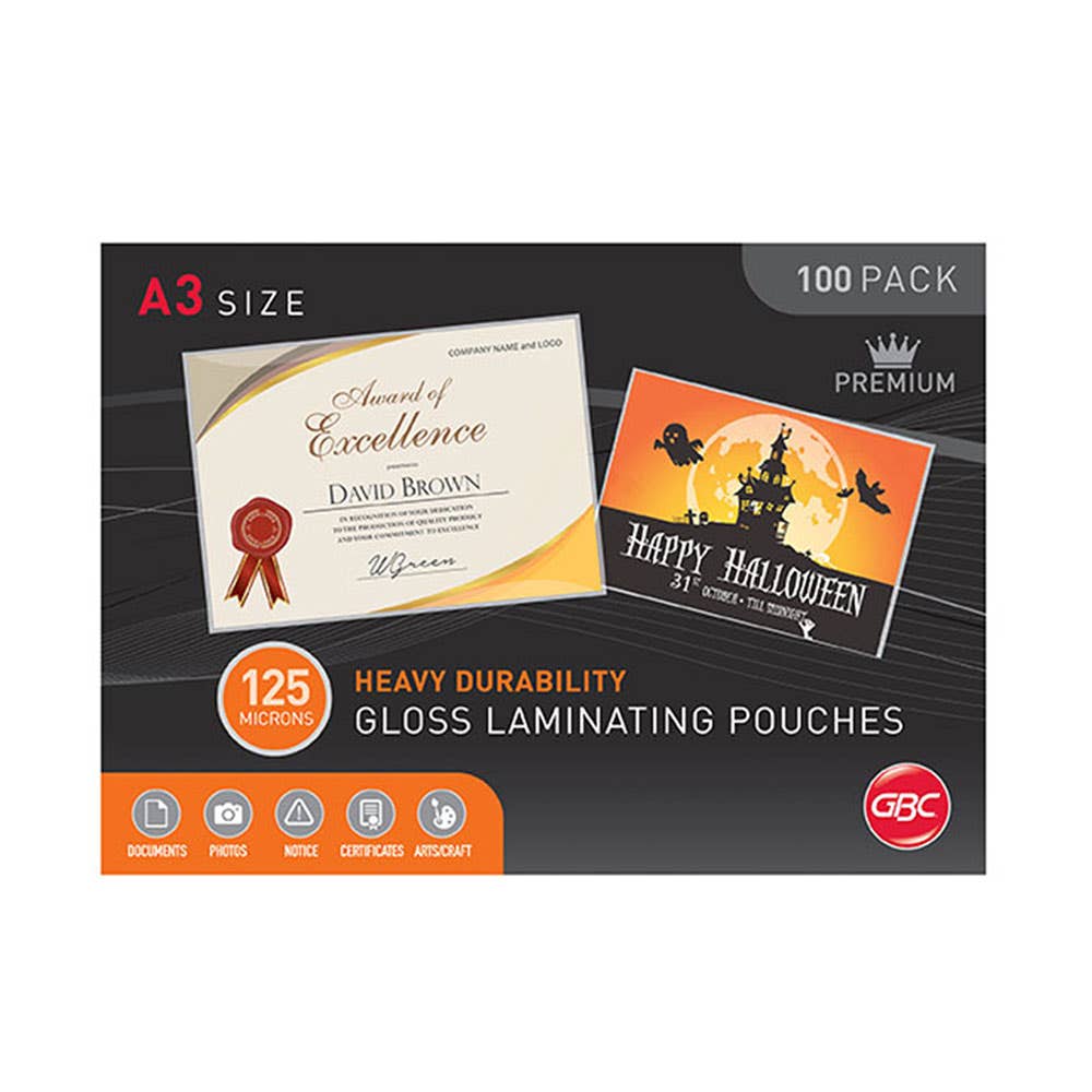 Gbc Laminating Pouch 125 Micron A3 Clear Box 100 39408500 BL125MA3