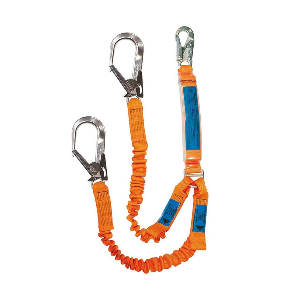 Lanyard Webbing Elastic 1.8m Twin Leg + Double Scaffold Hooks Spanset 90048237 3058E
