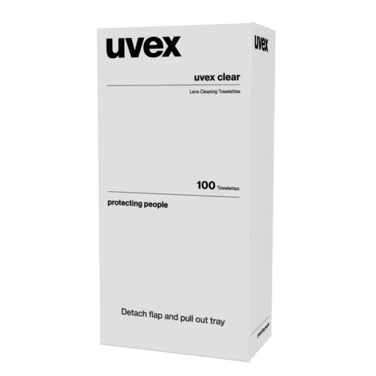 uvex Clear Lens Cleaning Towelettes Dispenser Box Pk 100 1207001 1005