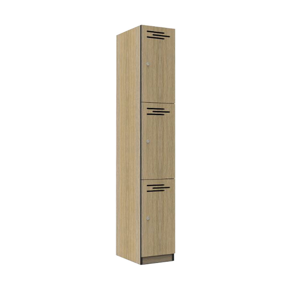 3 Door Melamine Locker Natural Oak 1,850 x 305 x 455mm_40045057_WRML-305/3/ NO