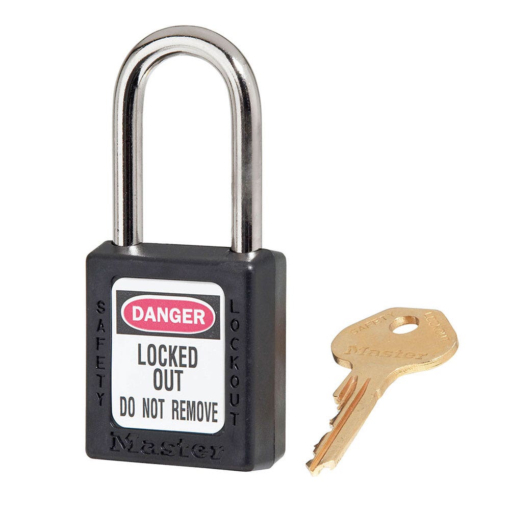 Padlock Lockout 0410 38/44mm Black KA Master Lock Pk 50 429443 0410BLKKA50