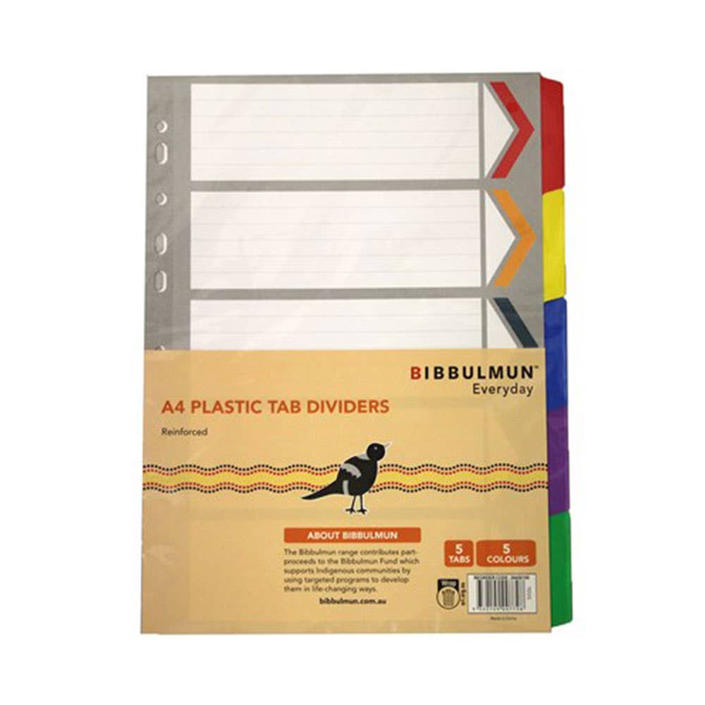 A4 Manilla File Dividers 5 Tabs Reinforced Assorted Bright Tabs 39456100 NPL-39456100