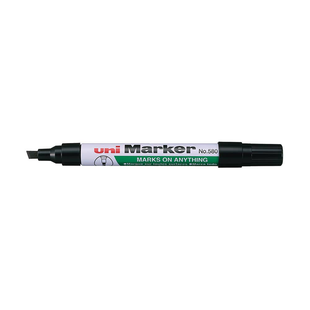 Uni 580 Chisel Tip Permanent Marker Black 12 Pk 40036655 580BK
