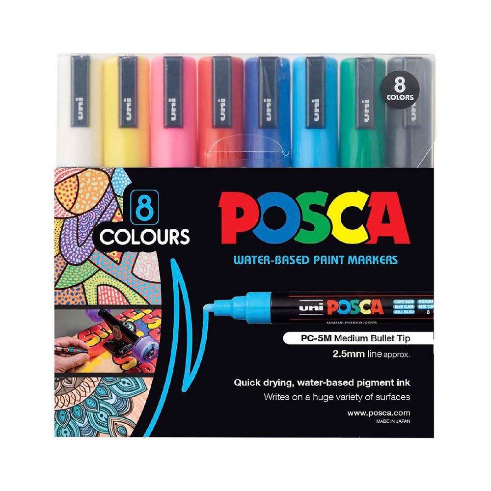 Marker Paint PC 5M Assorted Colours 8 Pack Posca_536061_PC5M8A