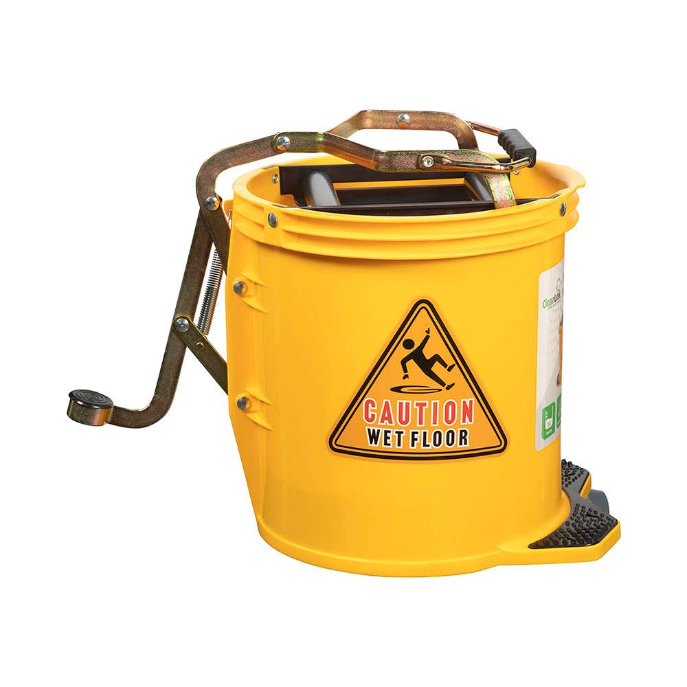 Heavy Duty Metal Wringer Mop Bucket 16L Yellow 1039325 12001