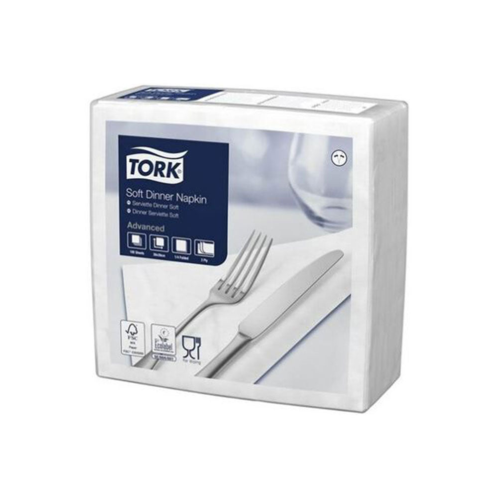 Tork Edge Emboss White Dinner Napkin 3 Ply Quarterfold Pkt100_40032859_477577