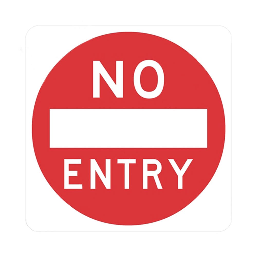 600*600 ALUM REF CL1 NO ENTRY (NEW STANDARD) RED ON WHITE 36021695 R2-4B