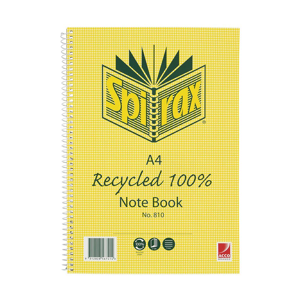 A4 Spiral Bound Recycled Notebook 120 Pages 660025000 56800