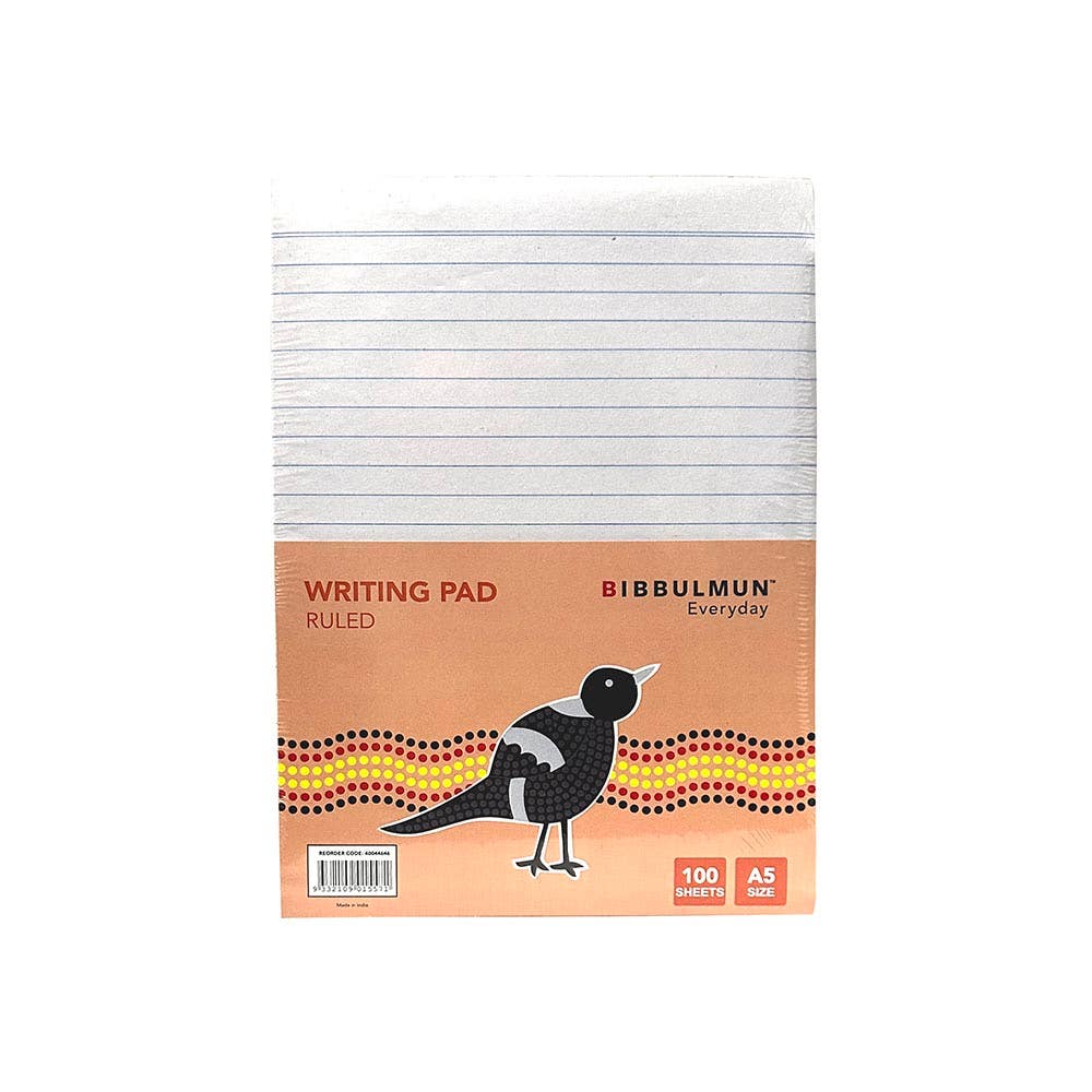 Ruled Writing Pads White 100 Sheets A5 (Pkt10) Bibbulmun_40044646_NPL-40044646