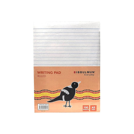 Ruled Writing Pads White 100 Sheets A5 (Pkt10) Bibbulmun_40044646_NPL-40044646