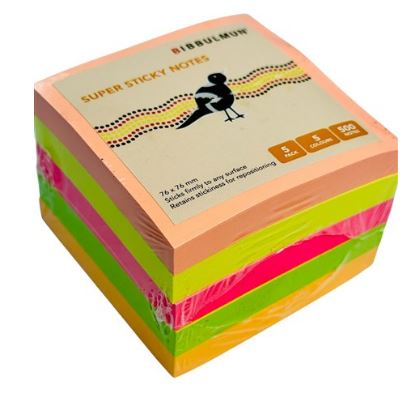 Bibbulmun Super Sticky Notes 76mm X 76mm Pack 5 Assorted_40057035_NPL-40057035