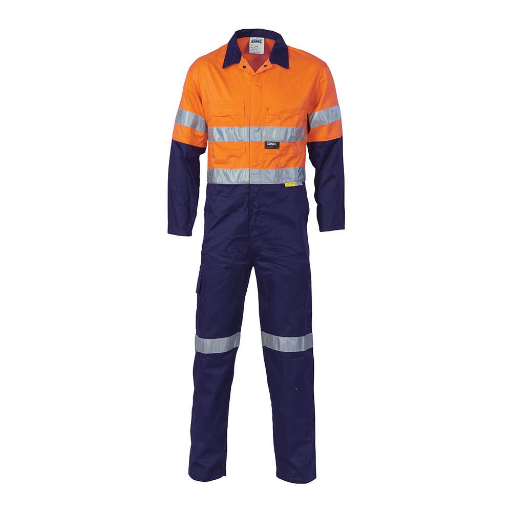 Coveralls Lightweight Cotton Drill 190gsm Taped 3955 Orange/Navy 102R 40016038 3955-O/N-102R