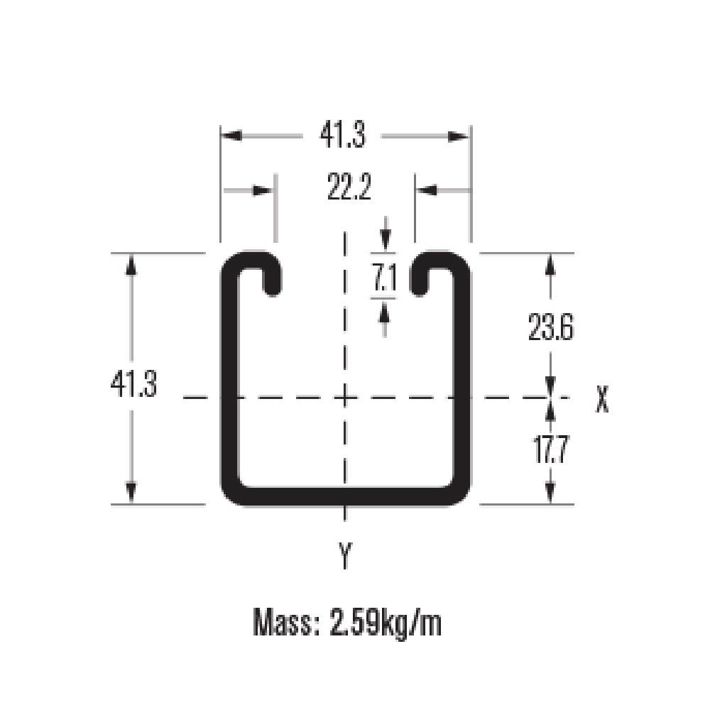 Strut P1000-GB 41X41X2.5T 6m GB   P1000-GB 40018067 3000058A