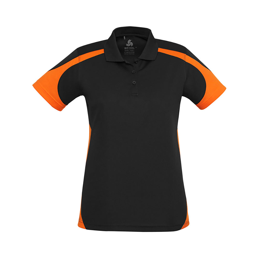 Shirt Polo Womens S/S Polyester Biz Cool Talon Black/Orange 10 Biz_223204_P401LS-BLK/ORA-10