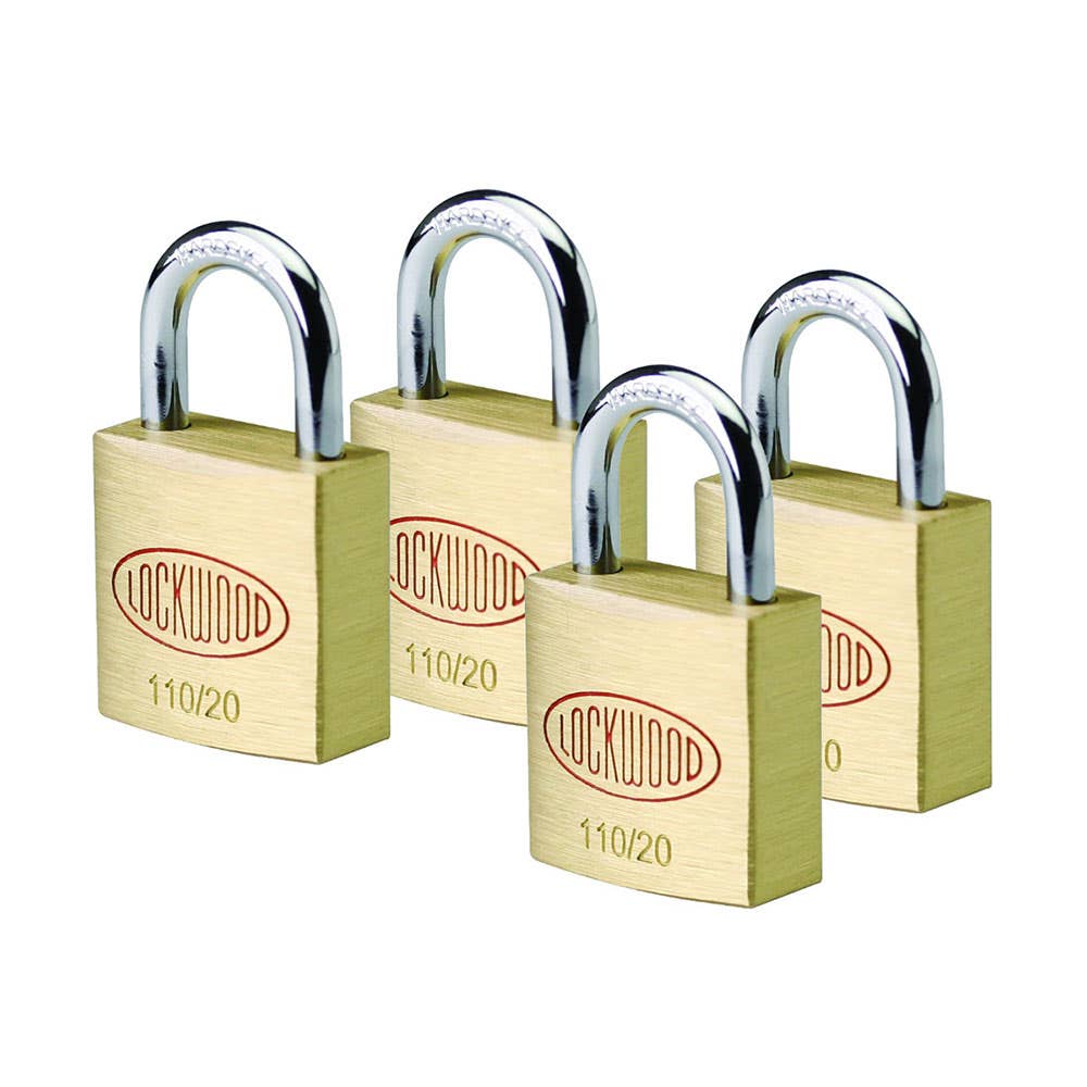 General Purpose Brass Padlock 20mm Keyed Alike 4 Pk 200950 110/20/111/4NDP