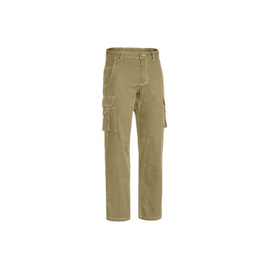 Pant Cargo 107R Khaki Cotton Drill 190gsm Vent Bisley_499065_BPC6431_BCDRR107