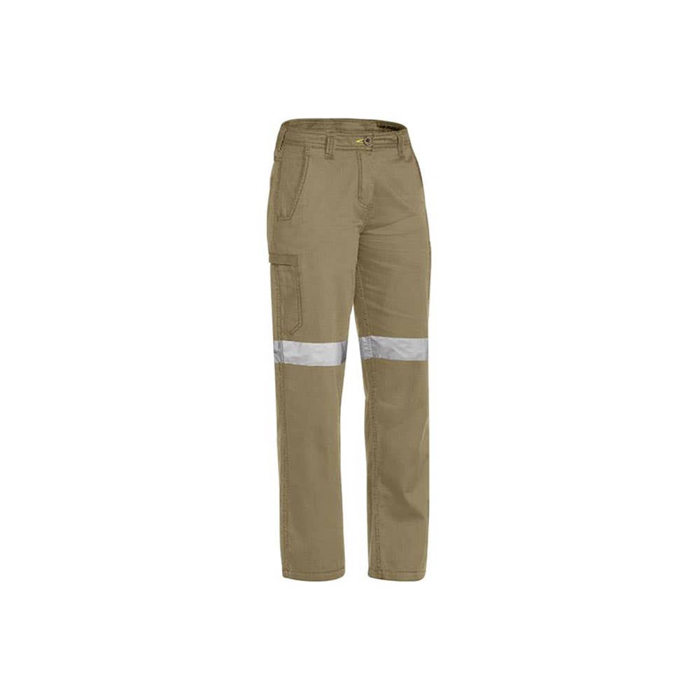 Pants Womens Cotton Drill 190gsm Cool Vent 3M Tape Khaki 10 Bisley_489640_BPL6431T_BCDR10