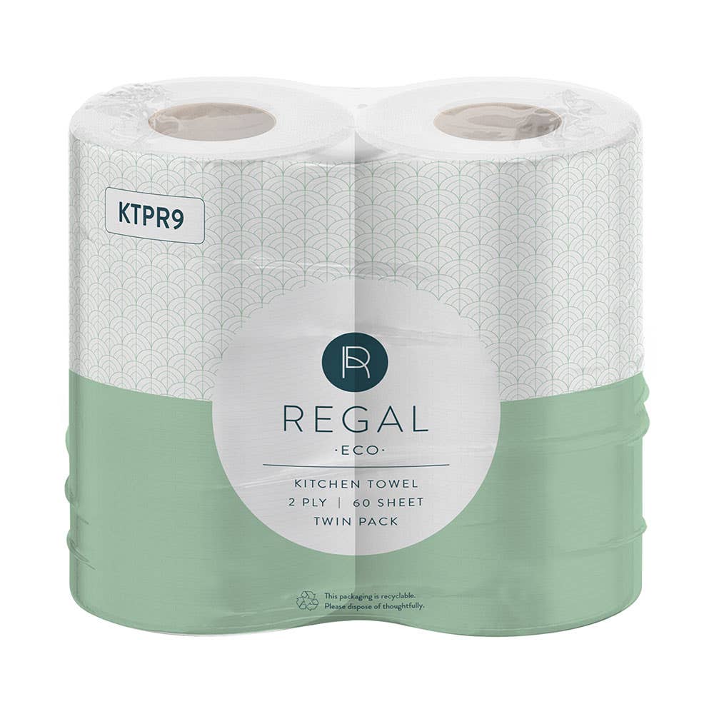 Kitchen Paper Towel Roll Perforated 60 Sheets 226 x 229mm 2 Pack 87001108 1111100309