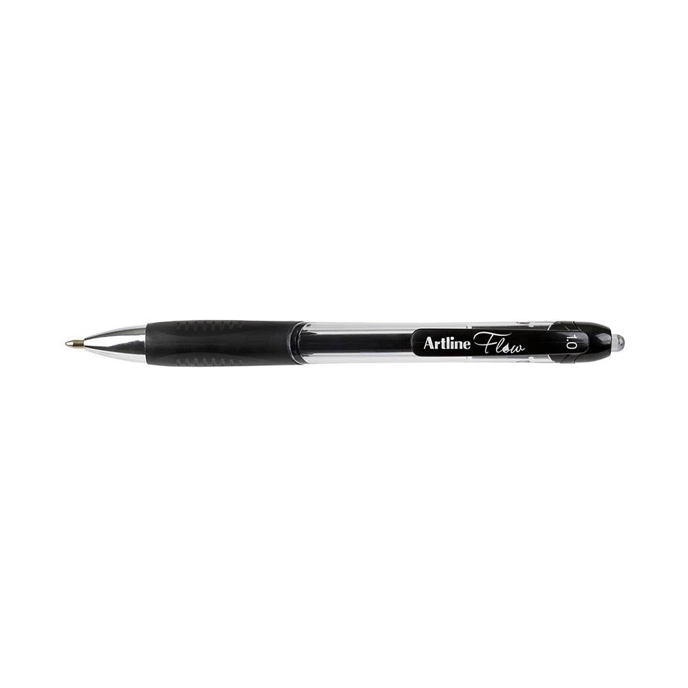 Retractable Flow Ballpoint Pen 1mm Black 12 Pack 1020978 187101