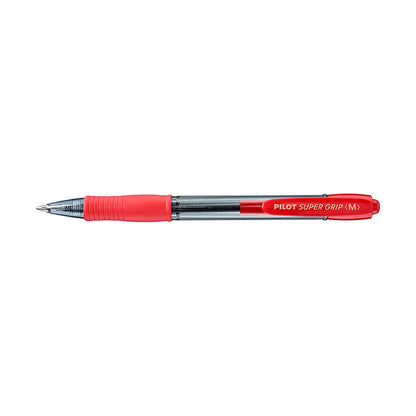 Pilot Retractable BP Pen BPGP-10R Super Grip Medium 1mm Pk 12 Red_935302403_22477