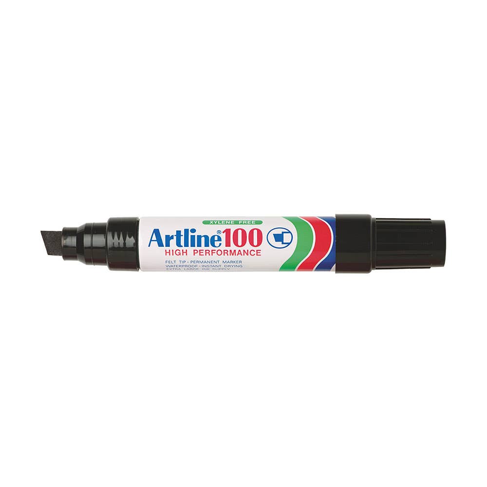 Artline 100 Permanent Marker Chisel Point Broad 7.5-12mm Black 16107003 AR110001