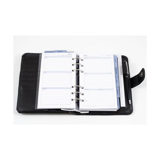 Debden Dayplanner Organiser PR2299 Personal Zip 6 Ring 172X96mm PU Black_85514200_56227