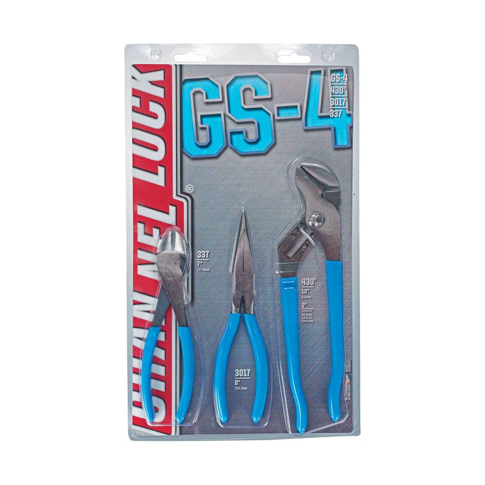 3 Piece Diagonal Cutter, Long Nose and Tongue & Groove Plier Set 400994 GS4