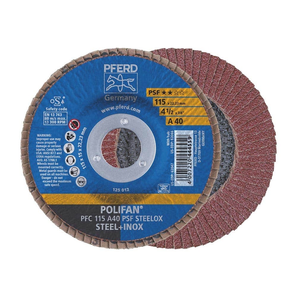 Disc Flap Aluminium Oxide 115mm 13300rpm PFC115 A40 PSF Polifan 60019736 67744115