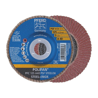 Disc Flap Aluminium Oxide 125mm 12200rpm PFC125 A40 PSF Polifan 60019740 67744125