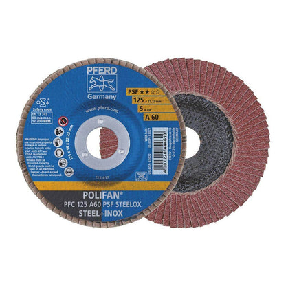 Disc Flap Aluminium Oxide 125mm 12200rpm PFC125 A60 PSF Polifan 60019741 67746125