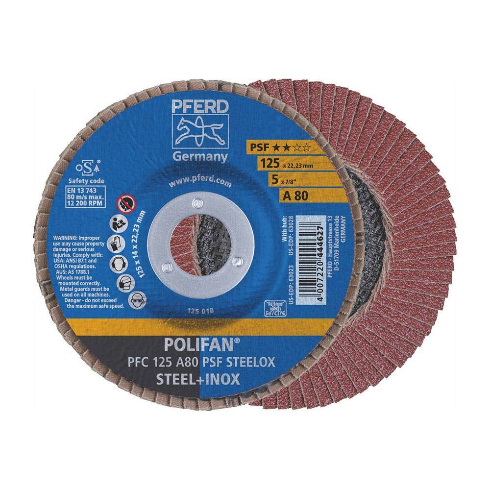 Disc Flap Aluminium Oxide 125mm 12200rpm PFC125 A80 PSF Polifan 60019742 67748125
