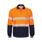 Shirt Polo L/S 3XL Org/Navy 185gsm Cotton Back Segmented Tape Hi Vis_421998_3518-O/N-3XL