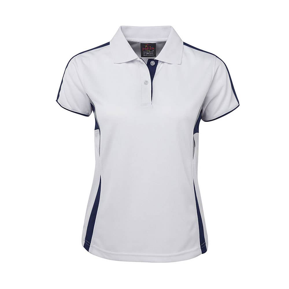 Ladies Podium Cool Polo White/ Navy/ Grey 20 Jb's Wear 543742 7COP1-WHT/NAV/GRY-20