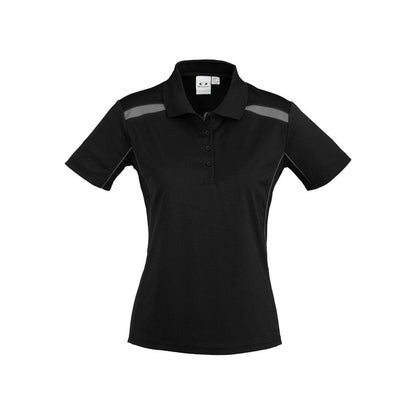 Shirt Polo Ladies S/s Polyester Biz Cool United Black/ Ash 14 491757 P244LS-BLK/ASH-14