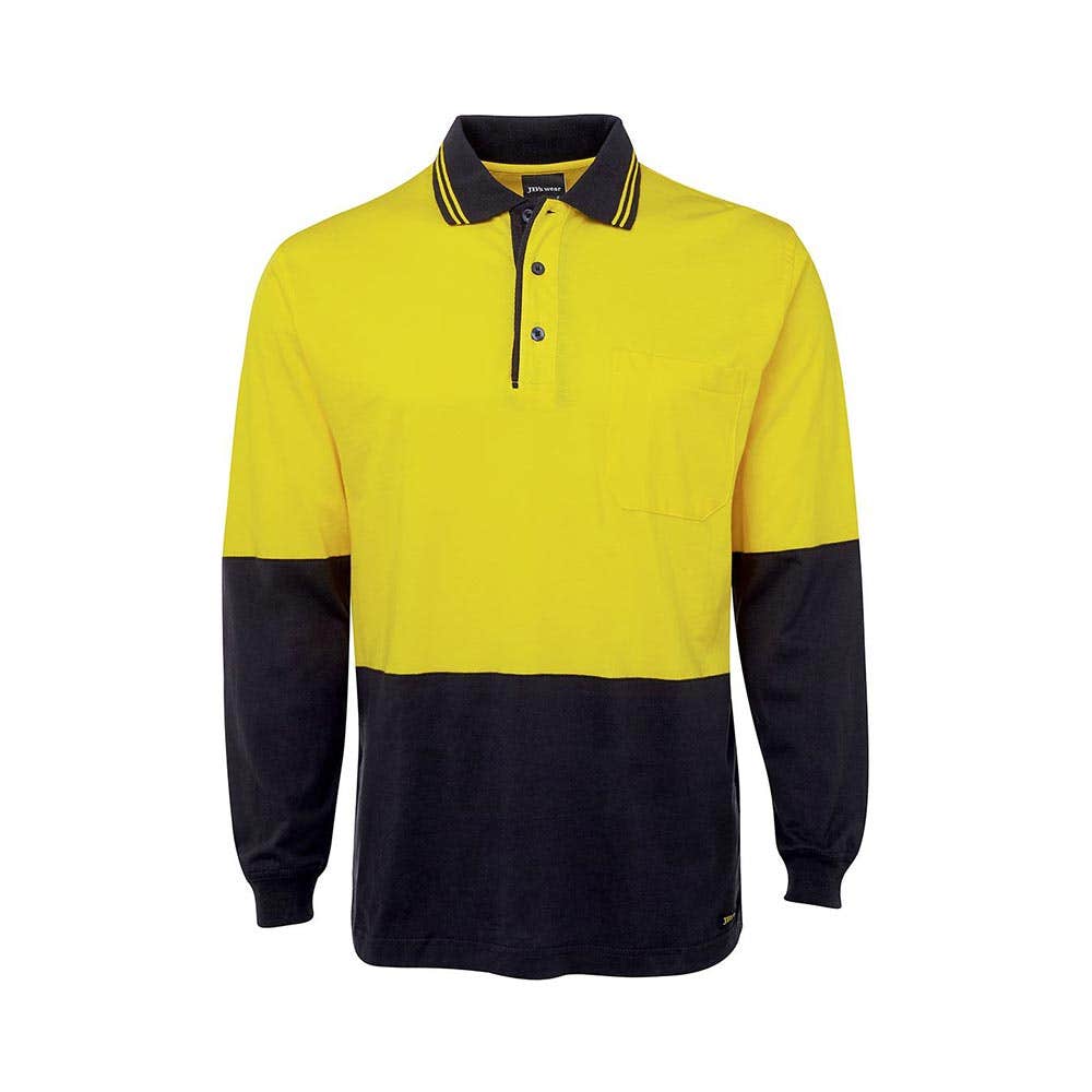 Polo HiVis Cotton L/S Yel/Navy - 2XL 36014034 6CPHL-Y/N-2XL