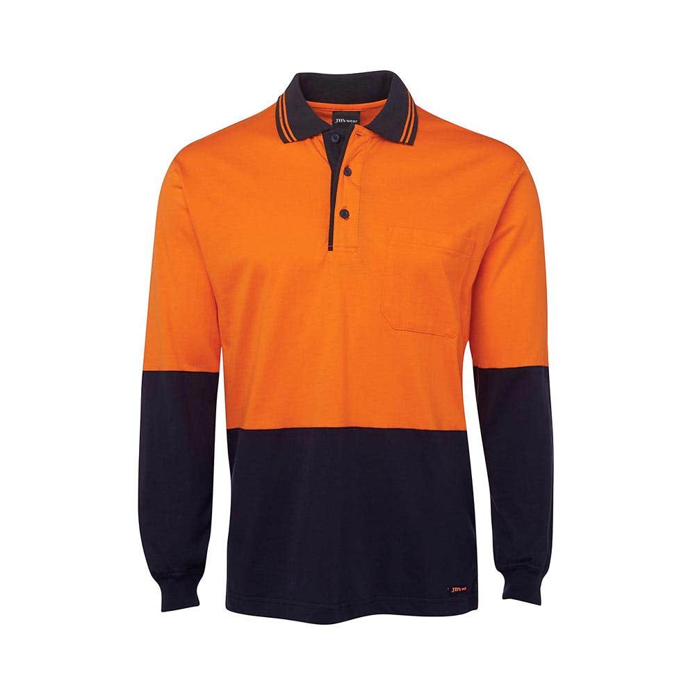 Polo HiVis Cotton L/S Org/Navy - 2XL 36014027 6CPHL-O/N-2XL