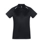 P012LS Academy Ladies Polo Black/ White 20 543504 P012LS-BLK/WHT-20