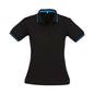 Shirt Polo Womens S/S Poly Cotton Biz Cool Black/cyan 12 Biz 487614 P226LS-BLK/CYAN-12