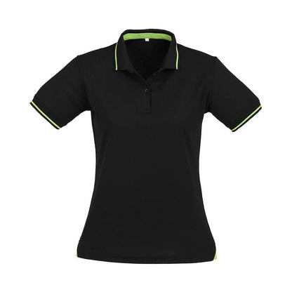 Shirt Polo Womens S/S Poly Cotton Biz Cool Jet Black/Bright Green 10 Biz 254325 P226LS-BLK/BGRN-10