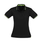Shirt Polo Womens S/S Poly Cotton Biz Cool Jet Black/Bright Green 10 Biz 254325 P226LS-BLK/BGRN-10