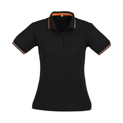 Ladies Jet Polo Shirt Black/Orange - 10 36017778 P226LS-BLK/ORA-10