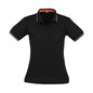 Ladies Jet Polo Shirt Black/Orange - 10 36017778 P226LS-BLK/ORA-10