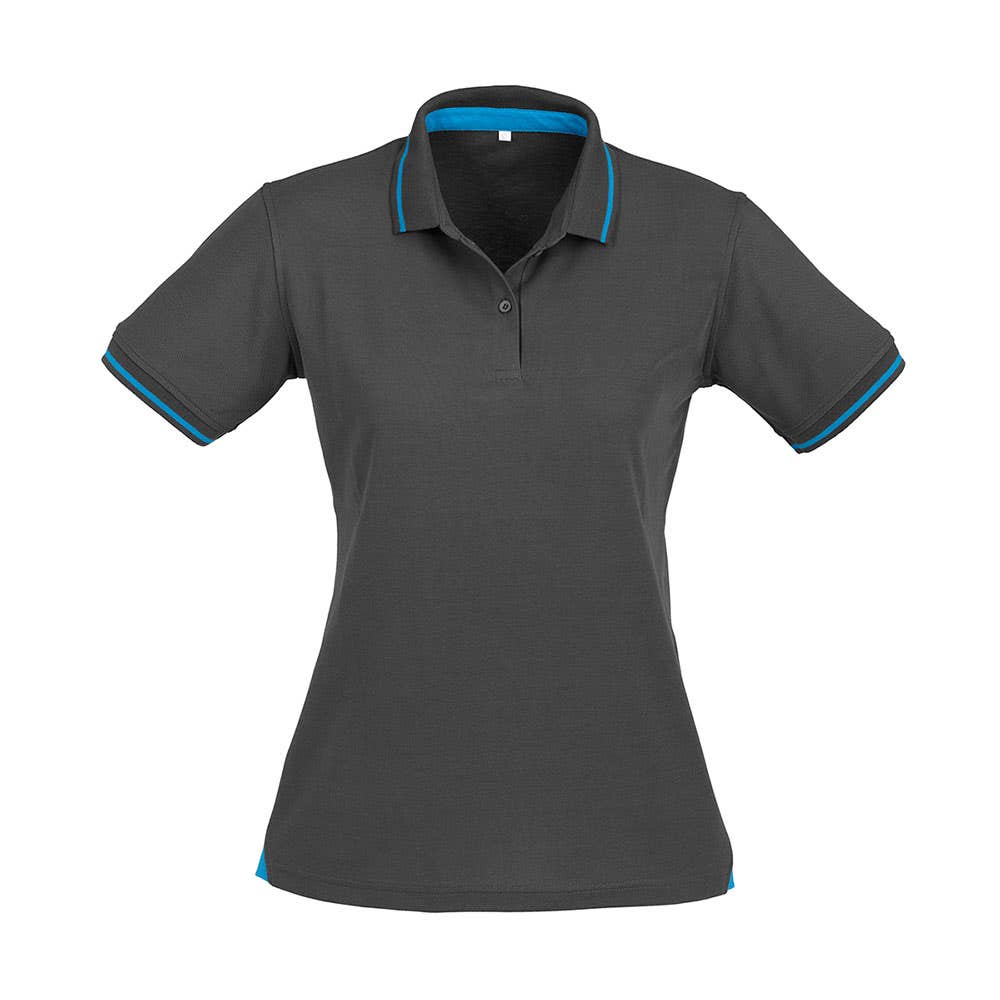 Ladies Jet Polo Shirt Steel Grey/Cyan - 10 36017782 P226LS-GRY/CYN-10