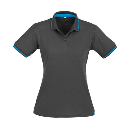 Ladies Jet Polo Shirt Steel Grey/Cyan - 10 36017782 P226LS-GRY/CYN-10