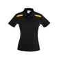 Shirt Polo Womens S/S Polyester Biz Cool United Black/Gold 16 Biz 476859 P244LS-BLK/GLD-16