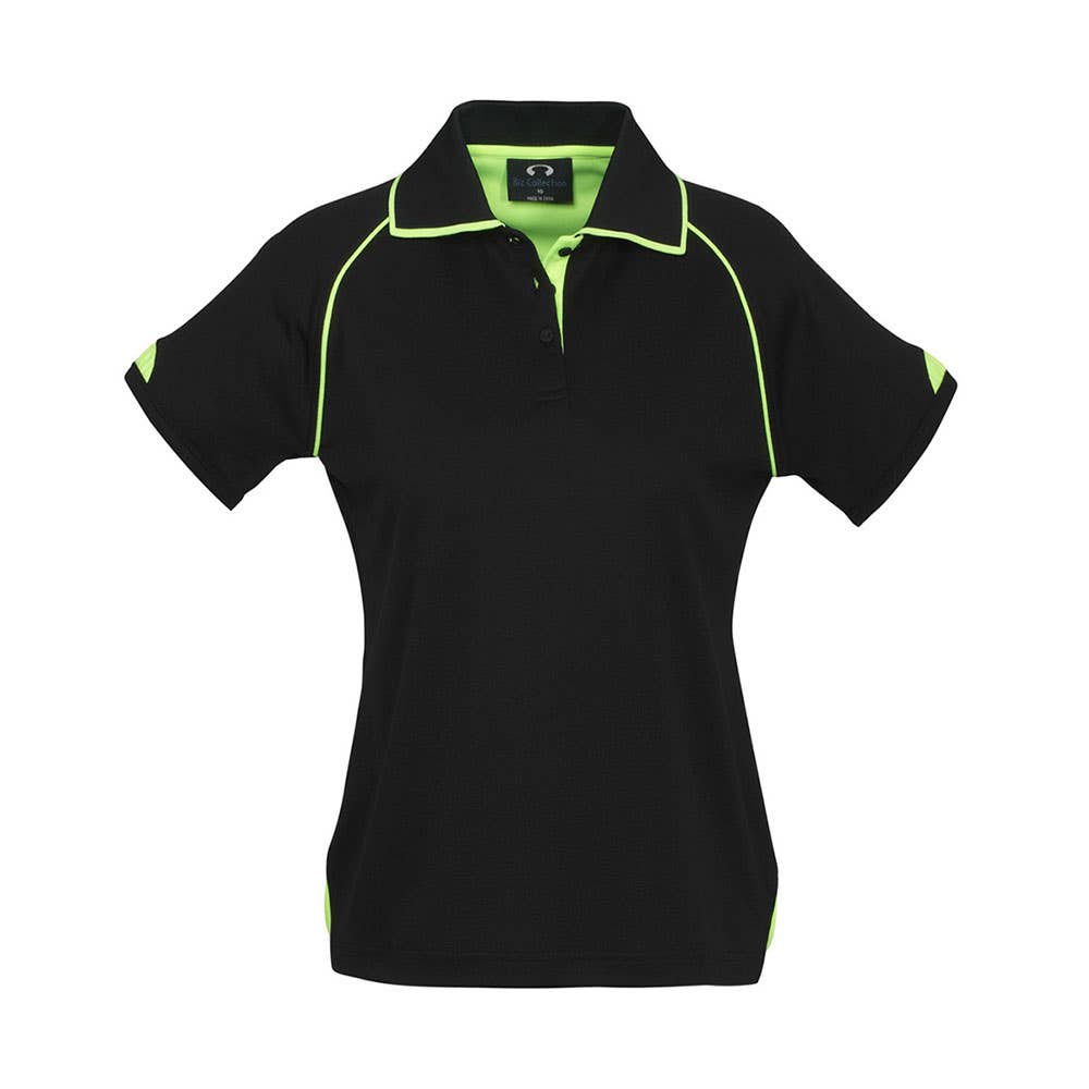 Fusion Polo Shirt Black/Lime Ladies - 12 36017858 P29022-BLK/LIM-12