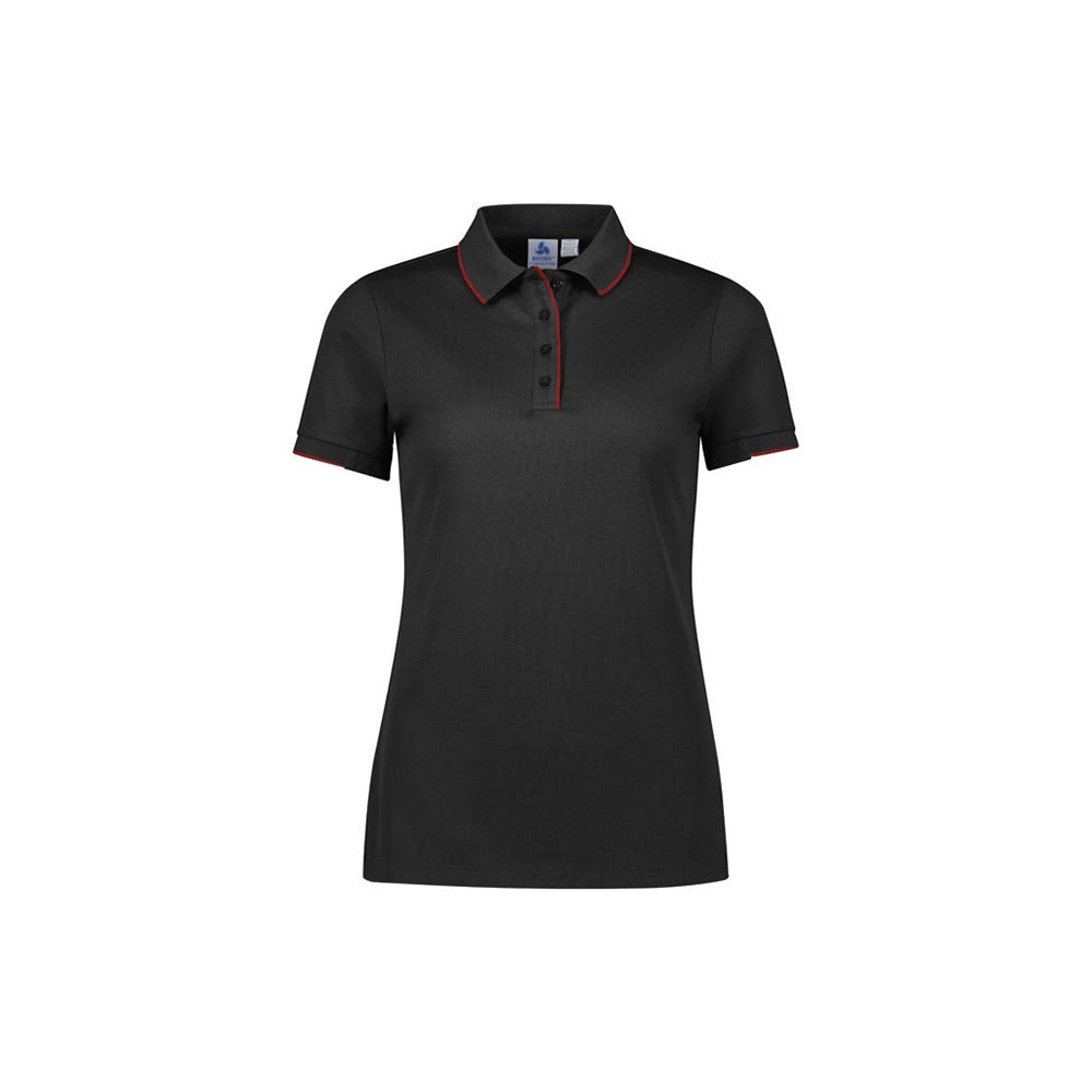Shirt Polo S/S Polyester Ladies Focus Black/Red 12 562536 P313LS-BLK/RED 12