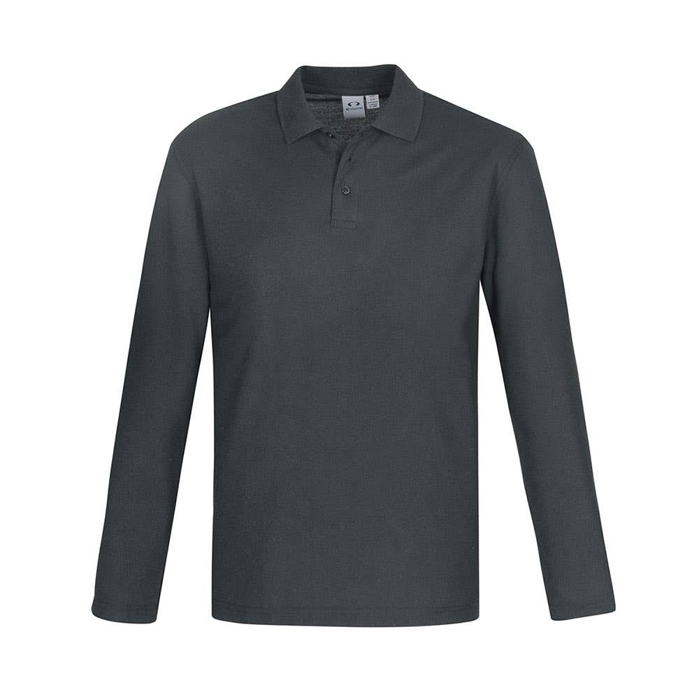 Shirt Polo L/S Poly Cotton Crew BIZ Charcoal Large_539879_P400MLCHAR-LAR